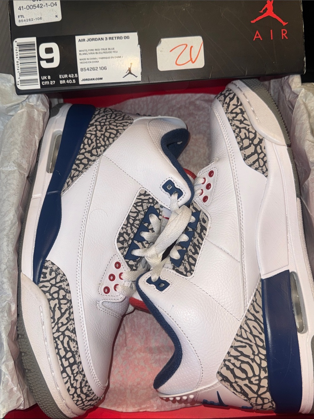 2016 Air Jordan 3 Retro White True Blue with Elephant Print